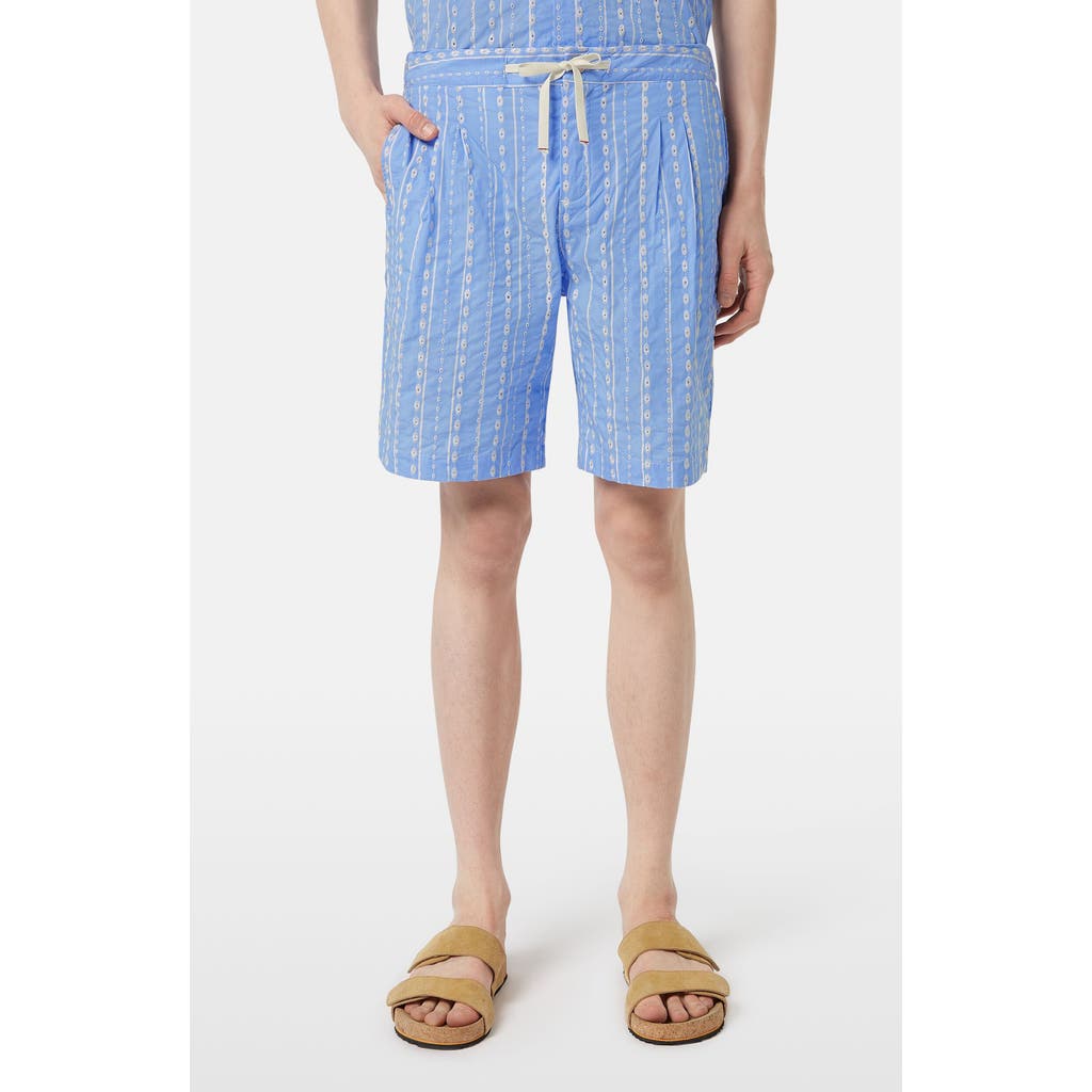 Scotch & Soda Embroidered Eyelet Cotton Bermuda Shorts In Sky Blue