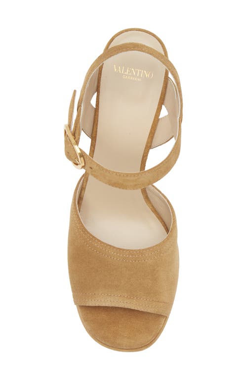 Valentino Brown Suede Logo Heels In Brown