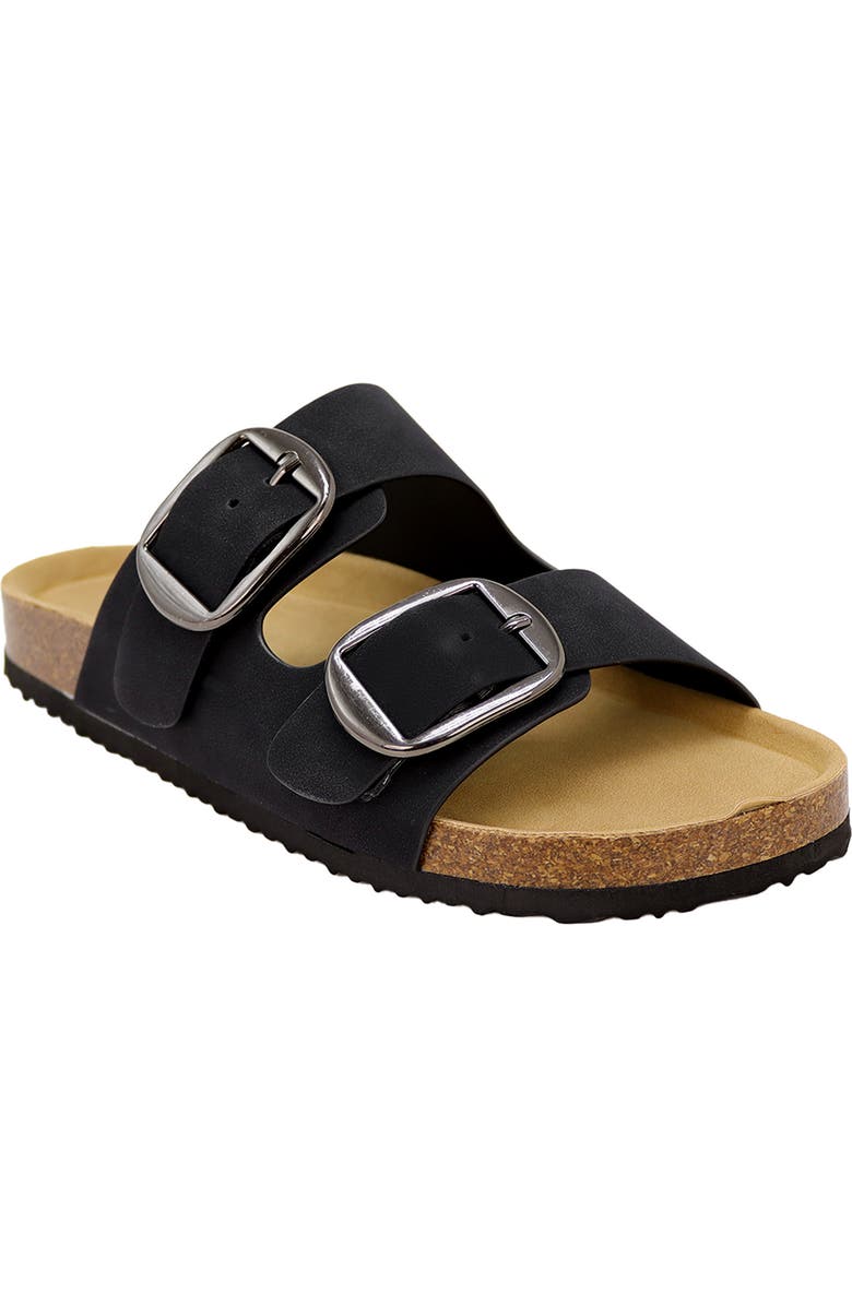 Seven7 <p>Griffin Faux Leather Double Strap Slide Sandal (Women)</p>, Main, color, Black