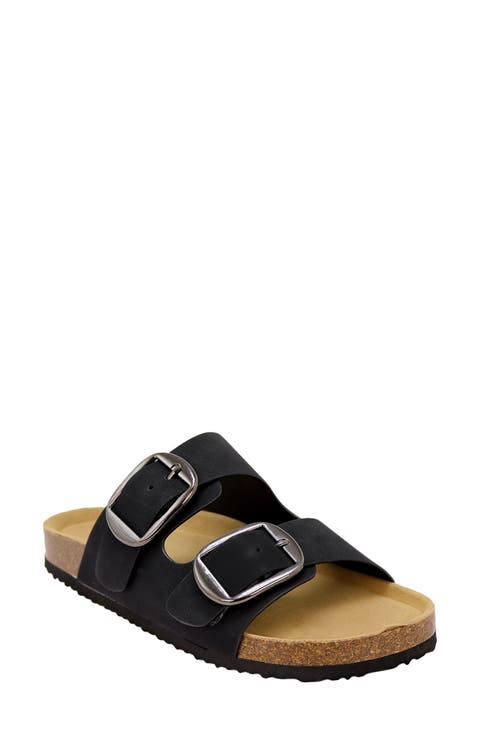 <p>Griffin Faux Leather Double Strap Slide Sandal (Women)</p>