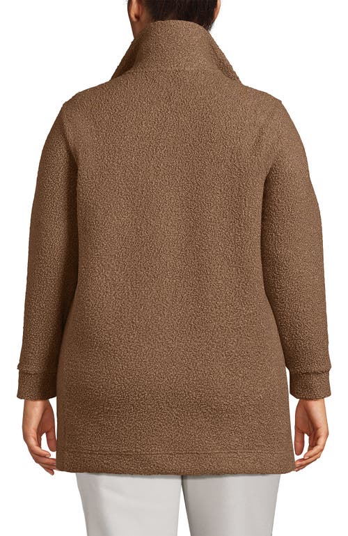 Lands' End Boucle Fleece Coat In Brown