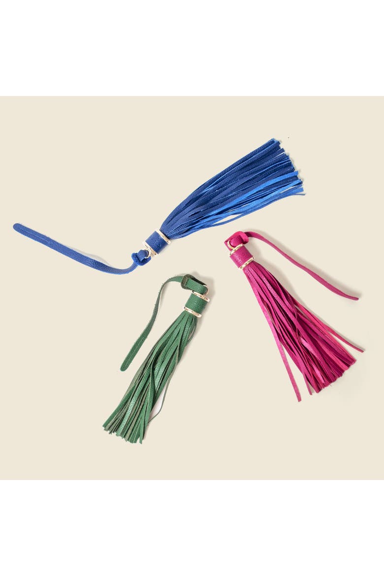 Leather Tassel Charm, Alternate, color, Cobalt Blue
