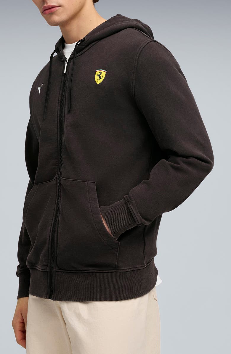 PUMA Scuderia Ferrari Sportswear Logo Zip Hoodie, Main, color, Puma Black