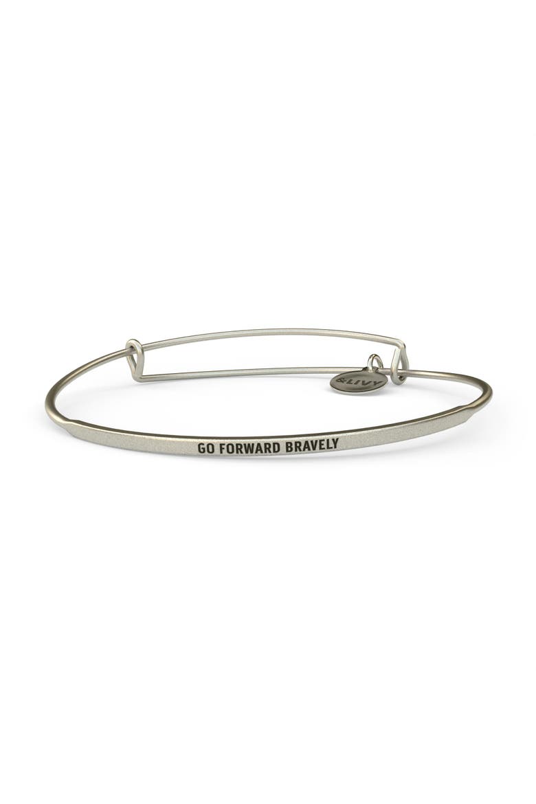 Posy Bangle Bracelet Go Forward Bravely, Main, color, Silver