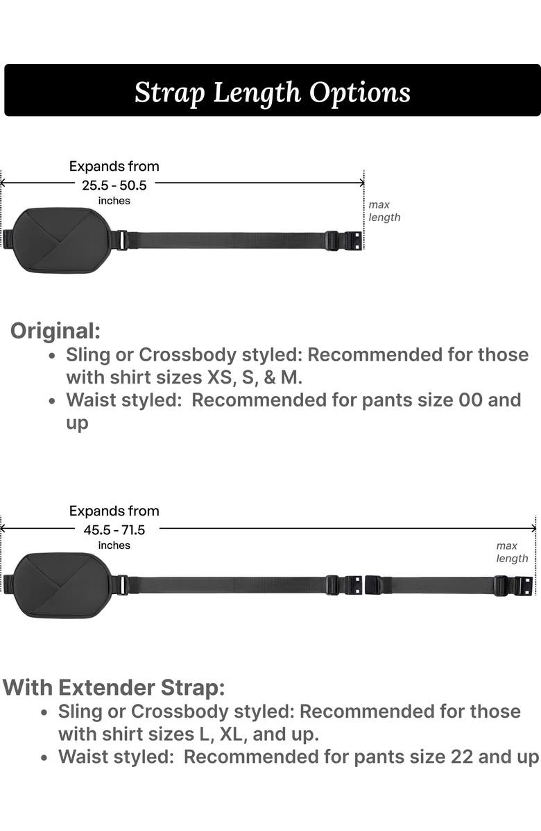 Lux and Nyx Origami Sling Belt Bag With Extender Strap, Alternate, color, Black