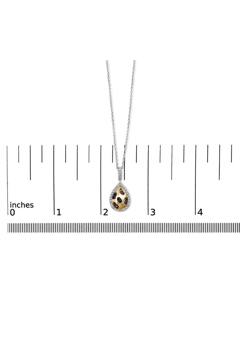 10K Yellow Gold Plated Sterling Silver Mixed Color Diamond Accent Pear Halo Pendant Necklace, Alternate, color, Silver