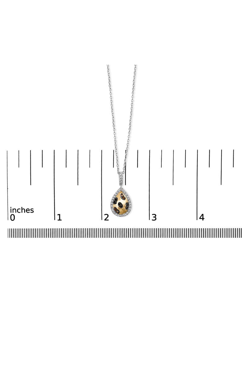 Haus of Brilliance 10K Yellow Gold Plated Sterling Silver Mixed Color Diamond Accent Pear Halo Pendant Necklace, Alternate, color, Silver
