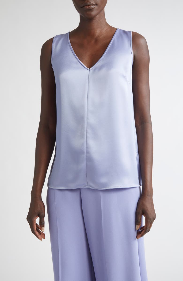 ST. JOHN Liquid Satin V-Neck Tank, Main, color, Iris