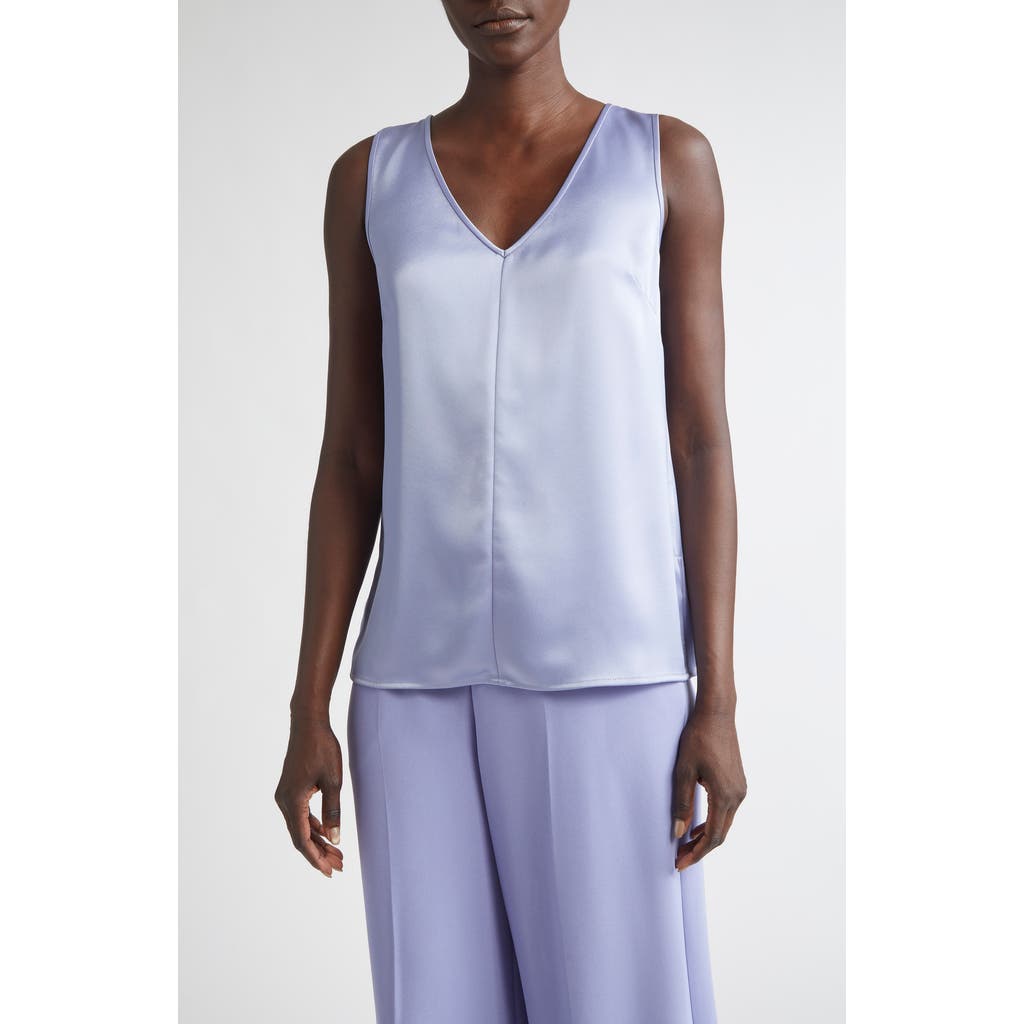 St John St. John Liquid Satin V-neck Tank In Purple