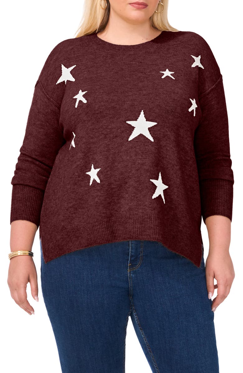 Vince Camuto Star Crewneck Sweater, Main, color, Port