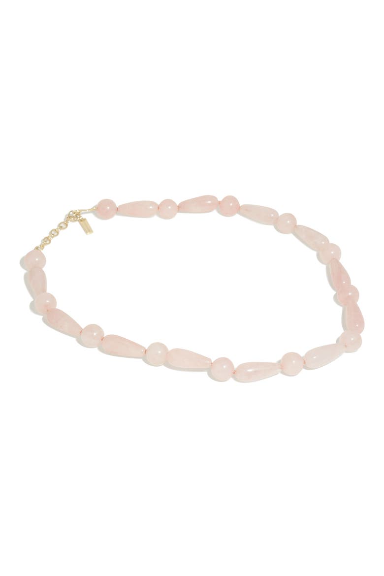 The Depths of Time Chalcedony Beaded Necklace, Alternate, color, PINK 18CT GOLD PLATED