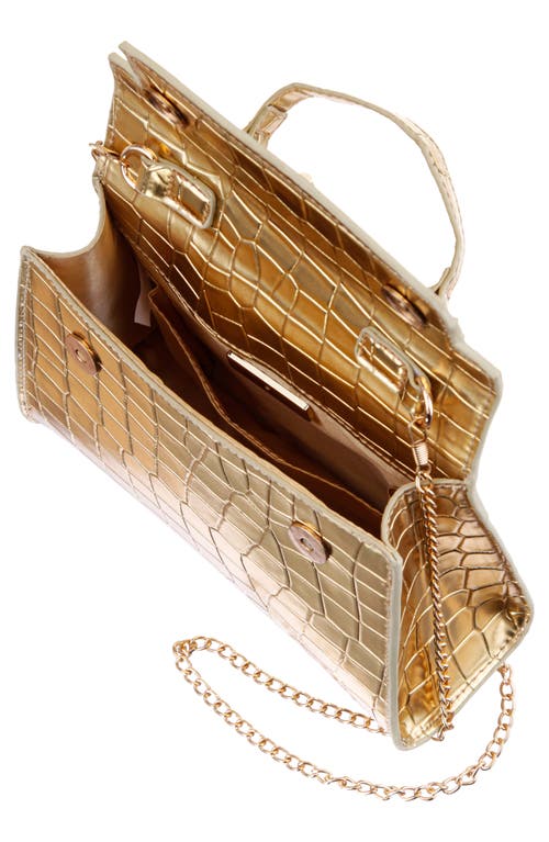 Nina Gemini Croc Embossed Clutch In Gold