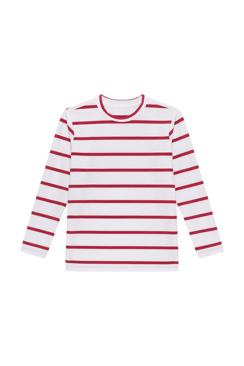 Girls Long Sleeve Practice Tee, Main, color, Red Stripe