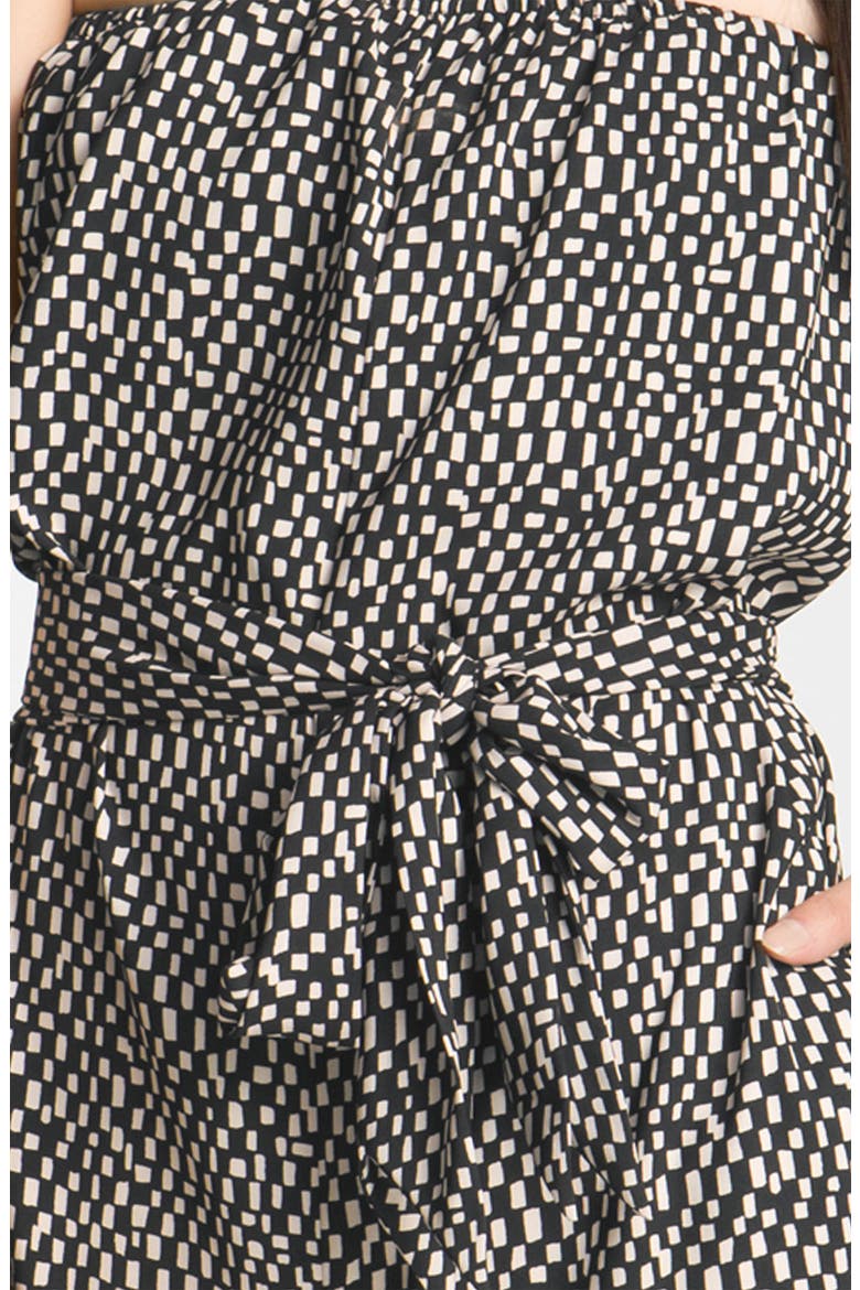 'Spaced Tiles' Strapless Romper, Alternate, color, RICH BLACK