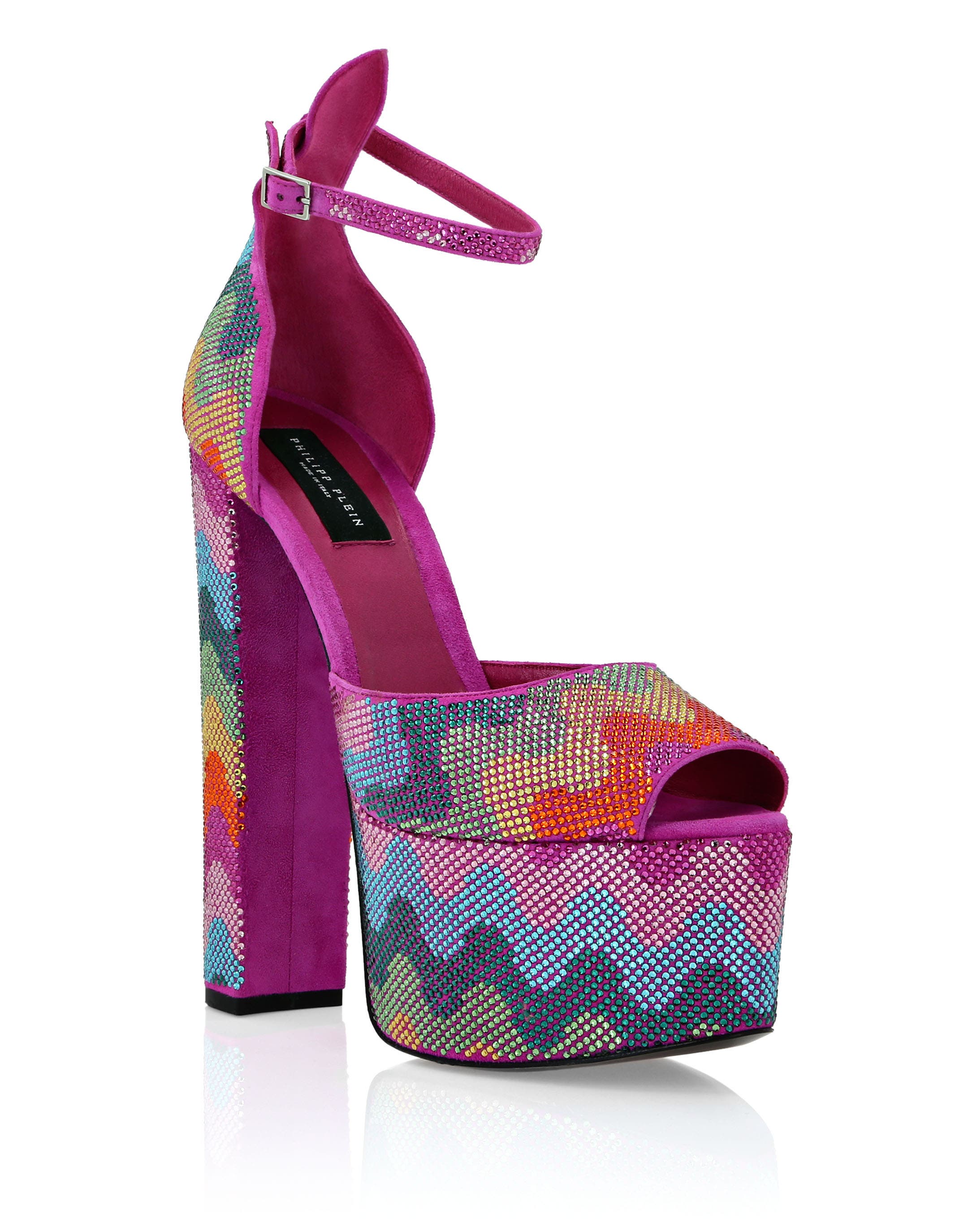 Crystal Platform Sandals Hi-Heels Waves Rainbow Women, Main, color, multicolor