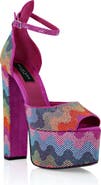 PHILIPP PLEIN Crystal Platform Sandals Hi-Heels Waves Rainbow Women