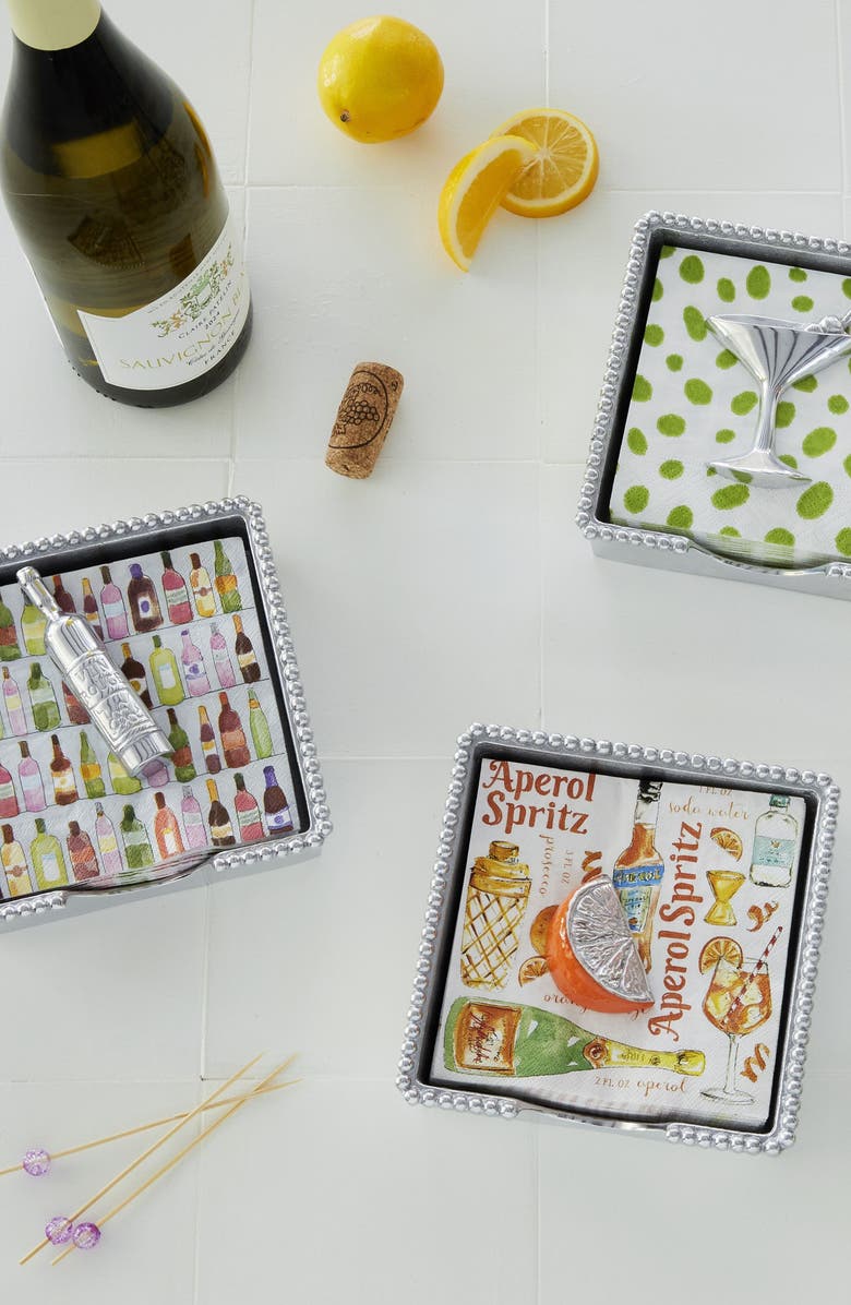 Mariposa Orange Slice Beaded Napkin Box Set, Alternate, color, Silver