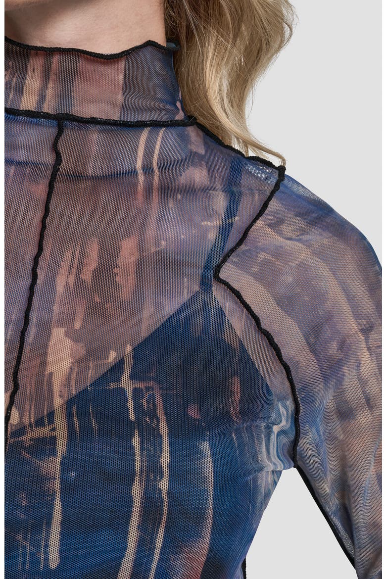 Printed Exposed Seam Mesh Top, Alternate, color, HUDSON LIGHTS