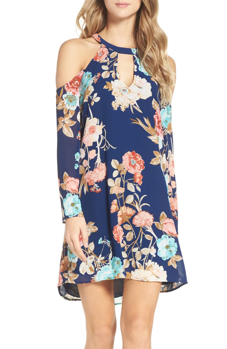 Charles Henry Cold Shoulder Dress, Main, color,