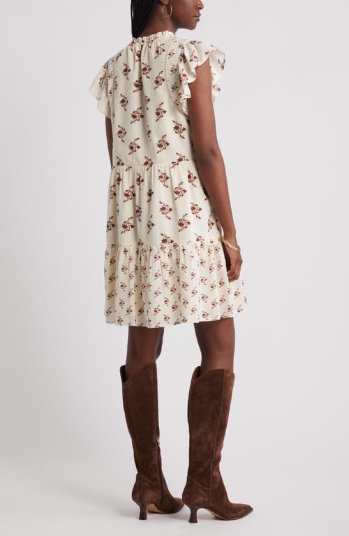 Treasure & Bond Tiered High Neck Shift Minidress In Neutral