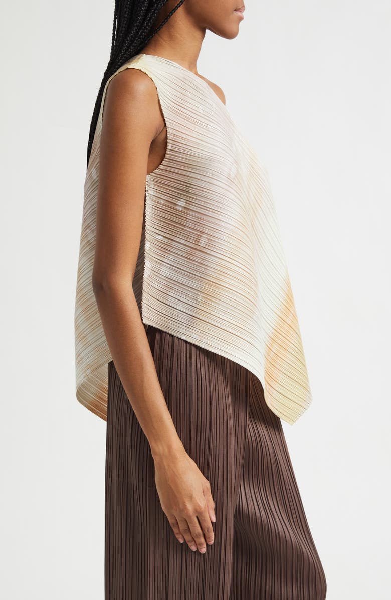 Issey Miyake Sea Bubble Pleated One-Shoulder Top, Alternate, color, Greige