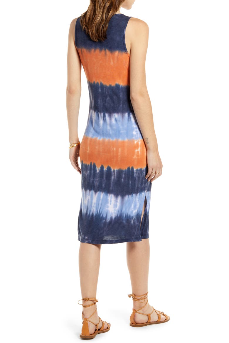 Sleeveless Dip Dye Tank Dress, Alternate, color, ORANGE- NAVY COMBO
