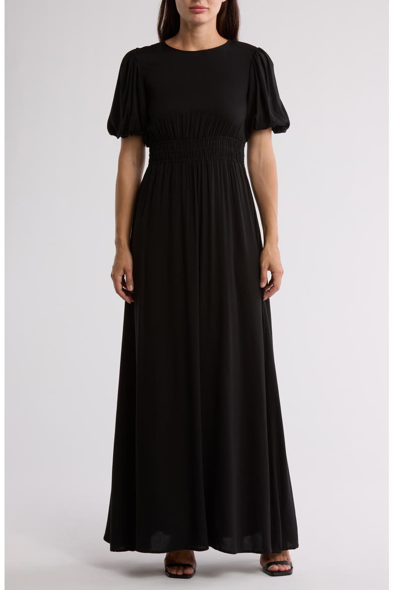 Ophelia Puff Sleeve Maxi Dress, Main, color, BLACK