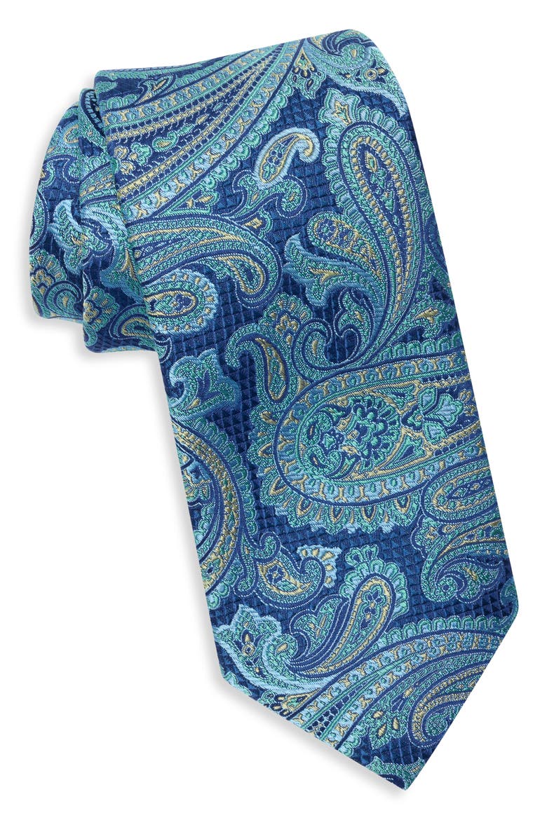 Weymouth Paisley Silk Blend Tie, Main, color, TEAL