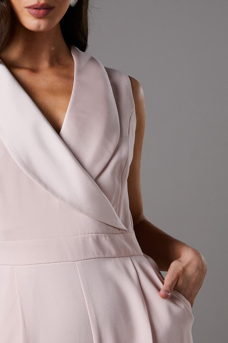 Crepe V-Neck Wrap Wide Leg Jumpsuit, Alternate, color, Blush