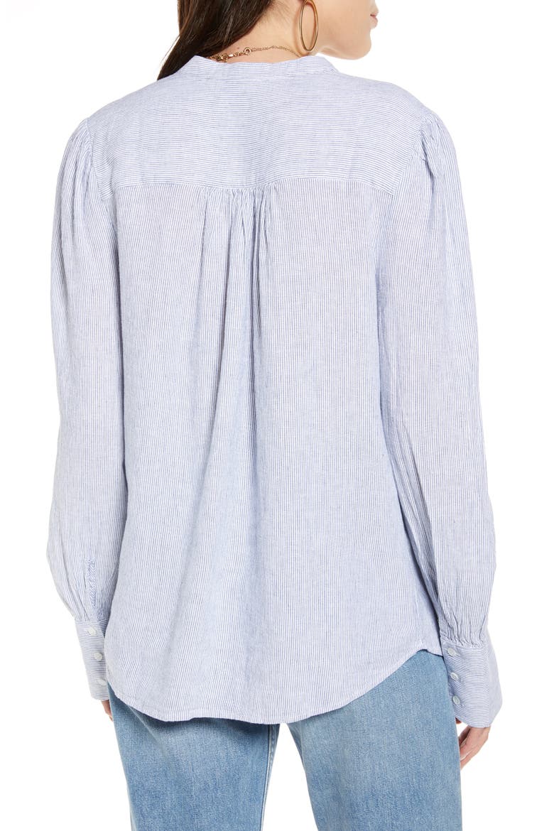 Linen Shirt, Alternate, color, WHITE- BLUE WINONA STRIPE