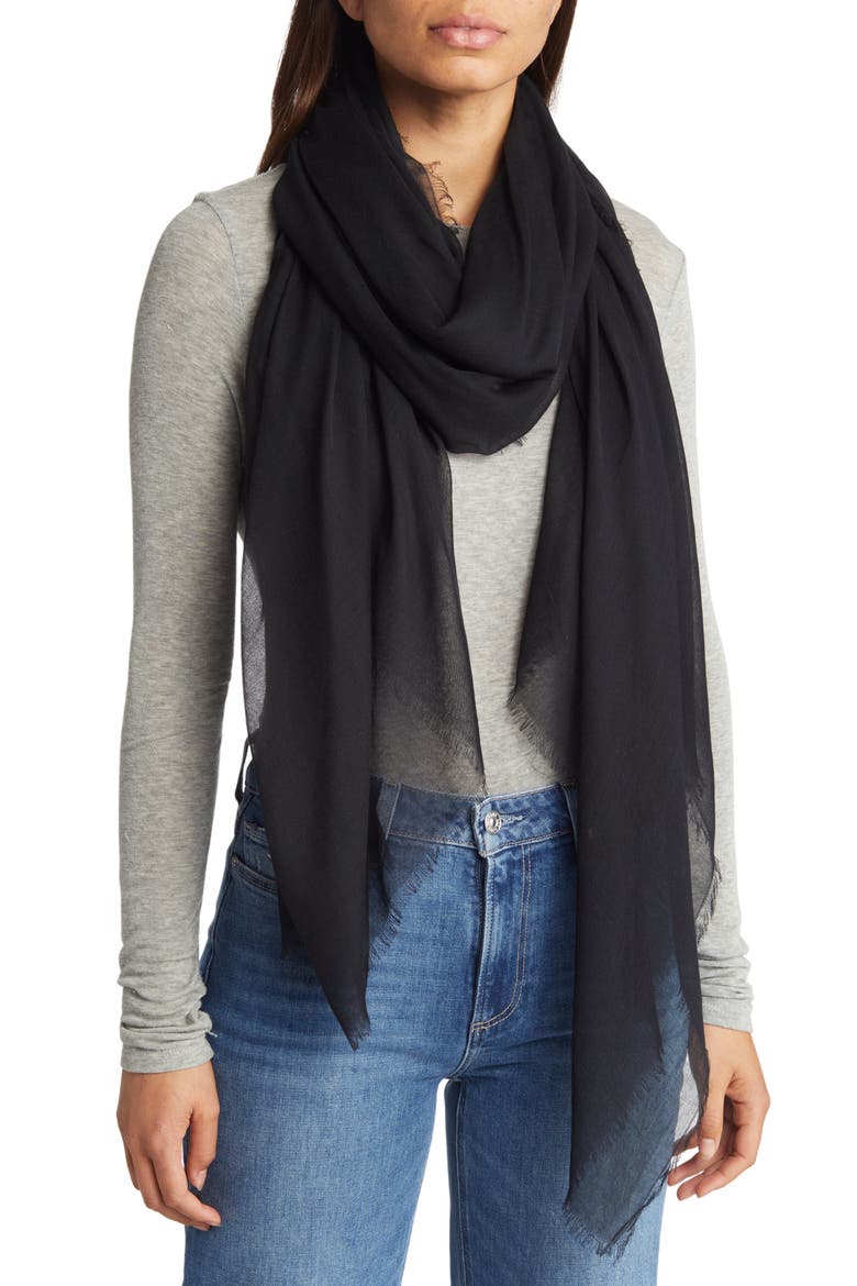 Modal & Silk Scarf, Main, color, BLACK