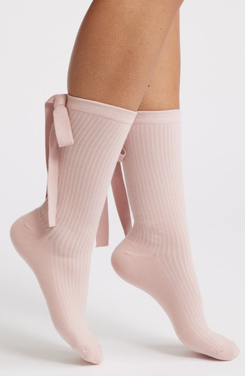 UGG<sup>®</sup> Serenella Bow Cotton Blend Crew Socks, Main, color, Dusk