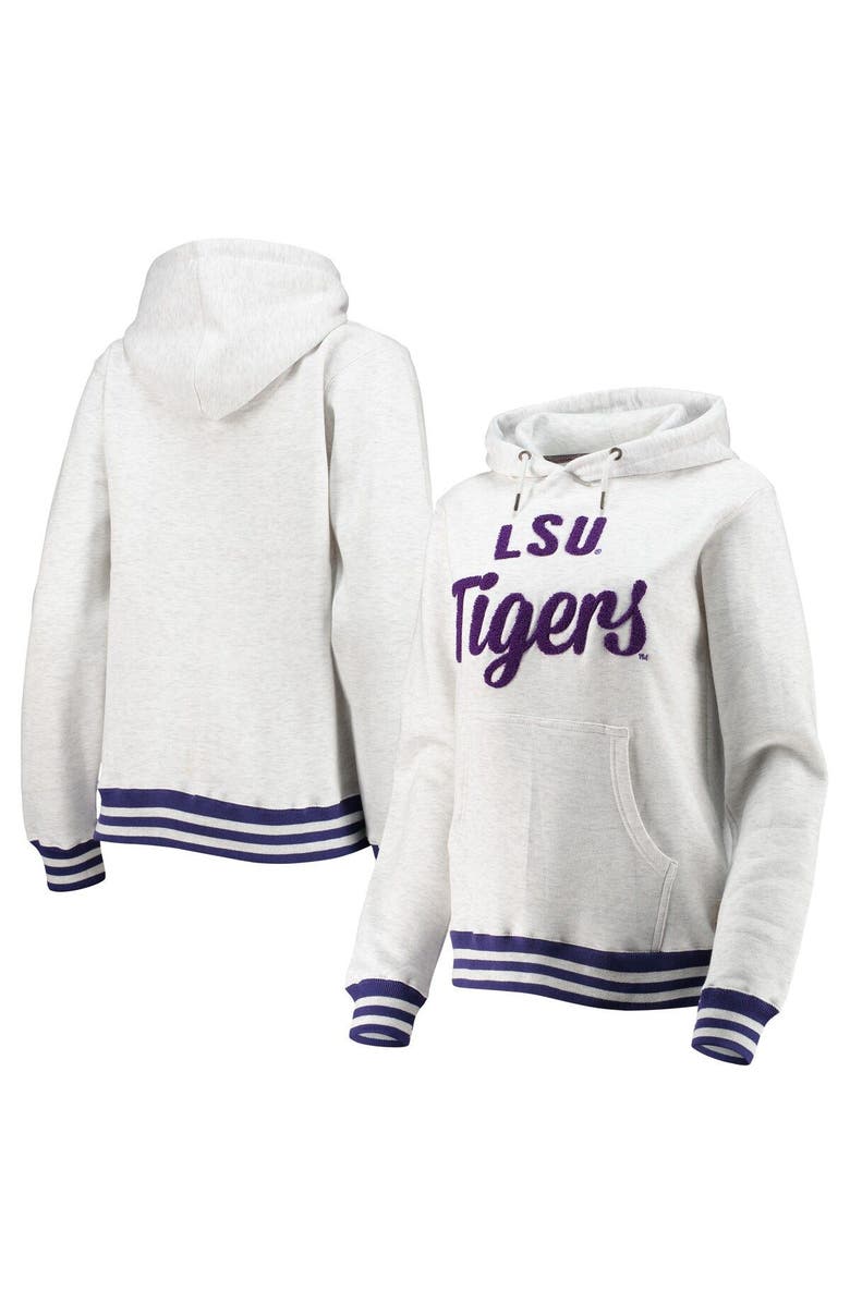 PRESSBOX Women's Pressbox Ash LSU Tigers Santa Cruz Chenille Pullover Hoodie, Alternate, color, 