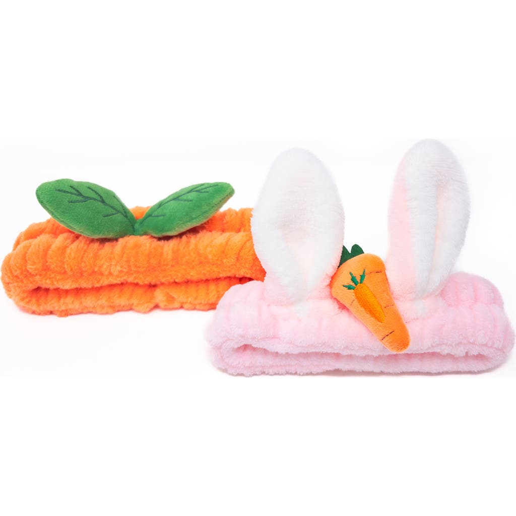 Puttisu 2pc Plush Spa Headband Set in Garden Bunny Set - Orange/pink  product