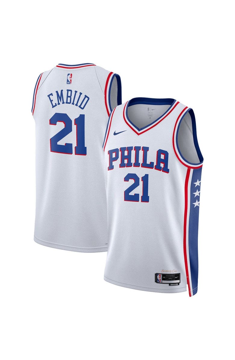 Nike Unisex Nike Joel Embiid White Philadelphia 76ers Swingman Jersey - Association Edition, Main, color, White