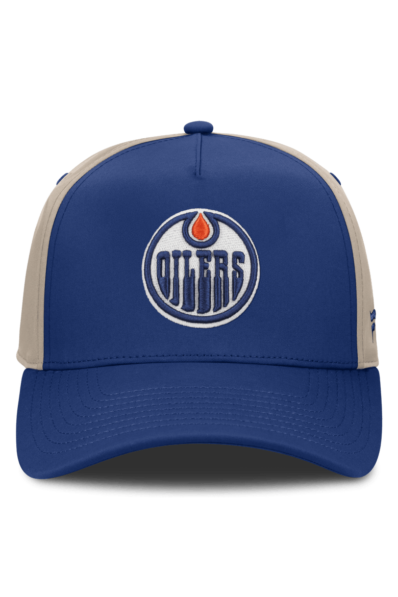 Men's Fanatics Royal/Tan Edmonton Oilers 2026 Stanley Cup Playoffs Locker Room Adjustable Hat, Alternate, color, Royal