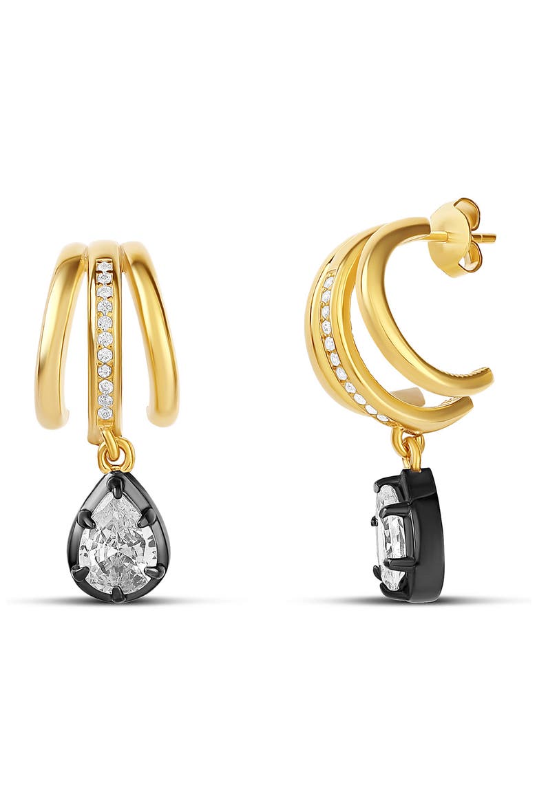 Triple Statement Huggie Hoop Earrings, Main, color, GOLD