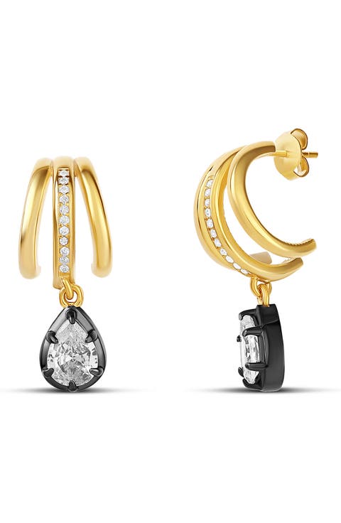 Triple Statement Huggie Hoop Earrings
