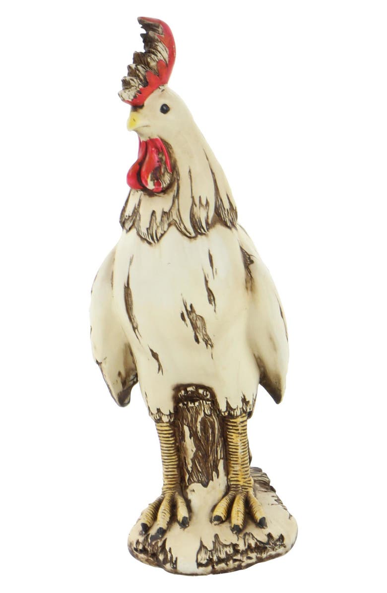 UMA Farmhouse Polystone Rooster Statue, Main, color, White