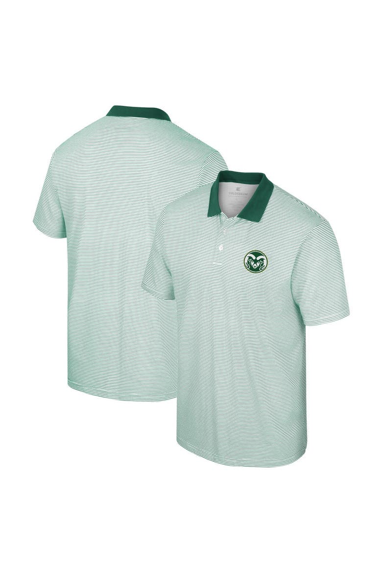 Men's Colosseum White Colorado State Rams Print Stripe Polo, Main, color, White