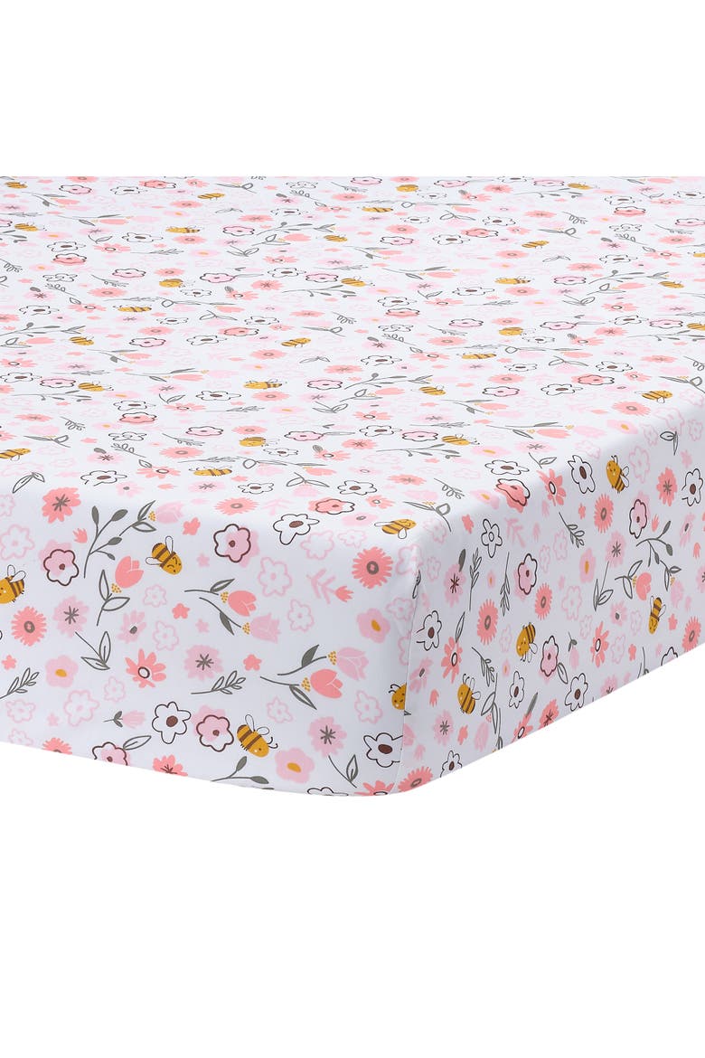 Little Garden 3-Piece Embroidered Floral Baby Crib Bedding Set, Alternate, color, White