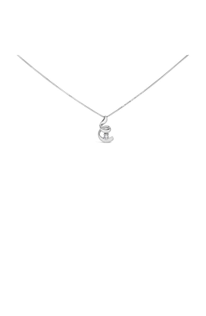 Haus of Brilliance 10K White Gold 1/10 Cttw Diamond Solitaire Spiral 18" Pendant Necklace, Main, color, White