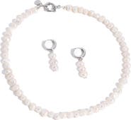 Joey Baby Freshwater Pearl Silver Plated Necklace And Earring Set