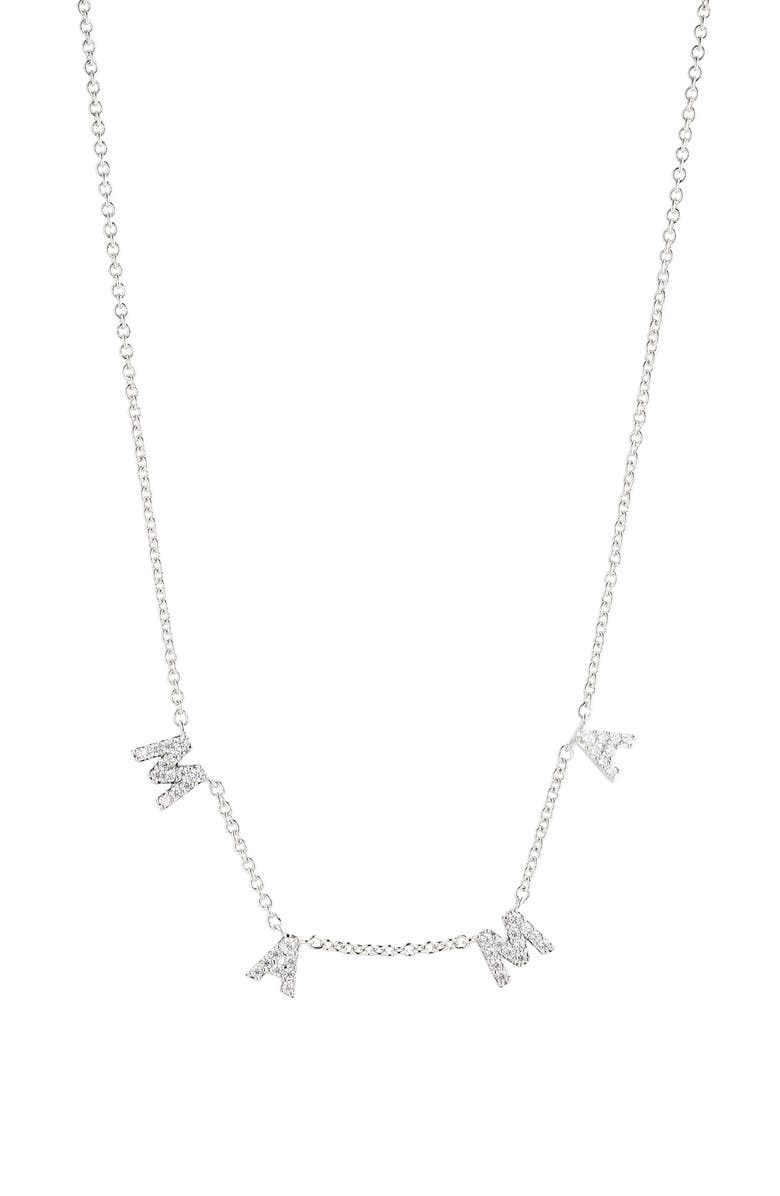 Nadri Mama Pavé Shaky Pendant Necklace, Main, color, Rhodium