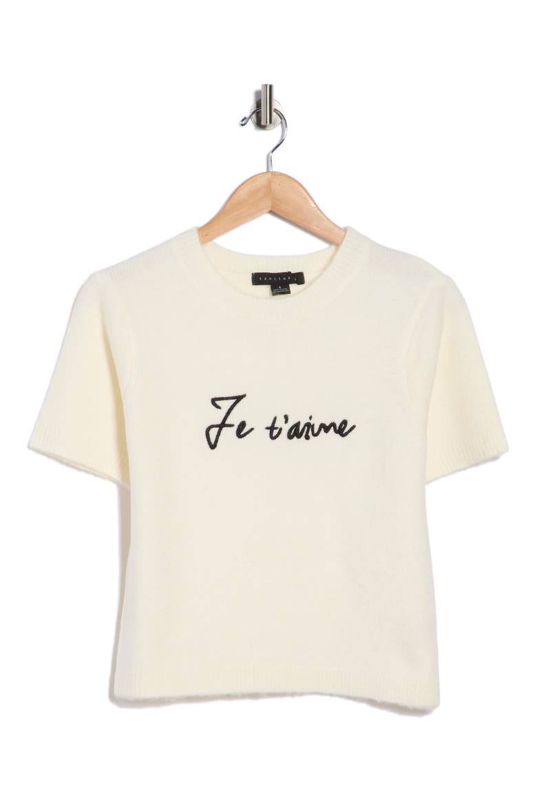Je t'aime Short Sleeve Sweater, Alternate, color, SCONE WHITE