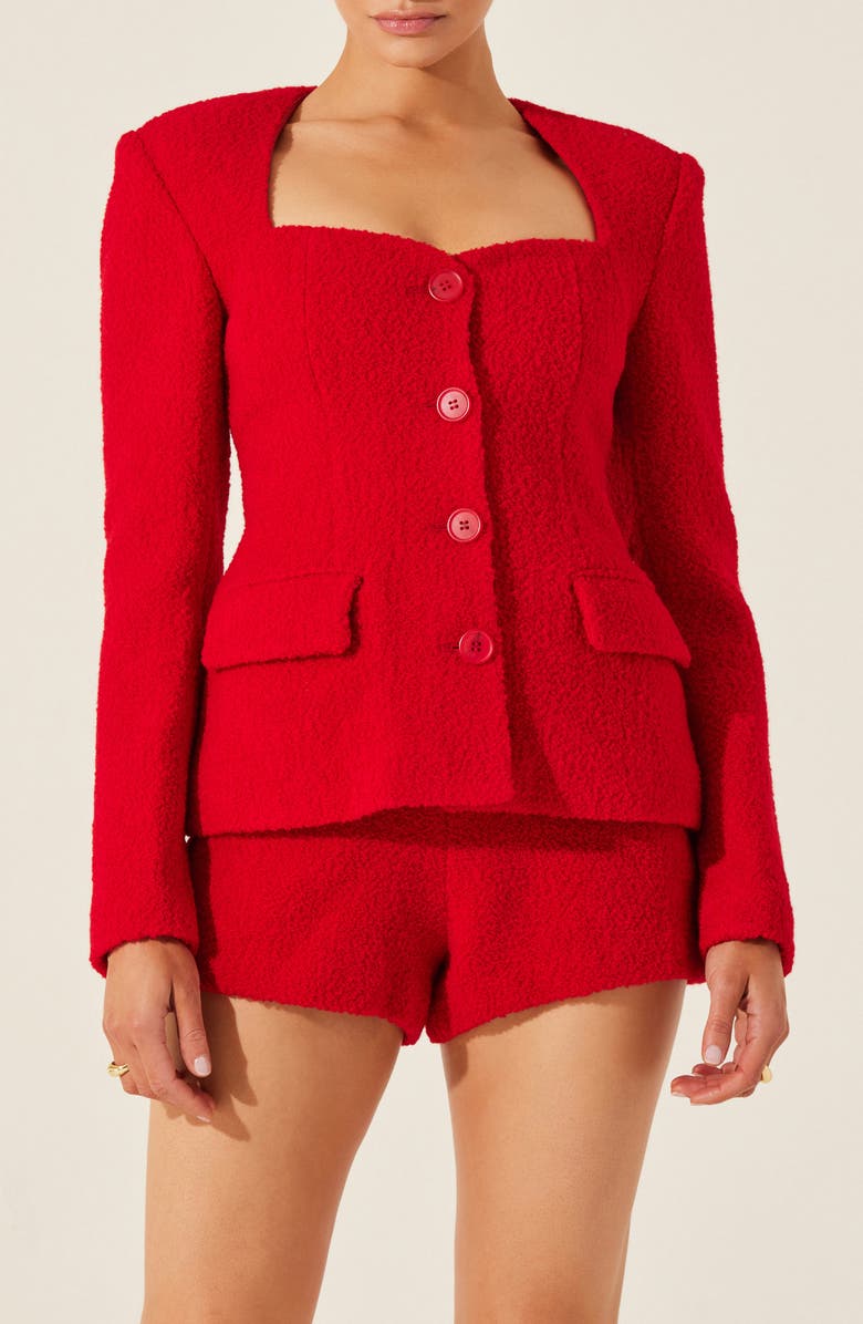 ASTR the Label Rivka Knit Blazer, Main, color, Red