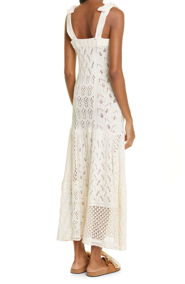 Zimmermann Patchwork Knit Cotton Midi Dress, Alternate, color,