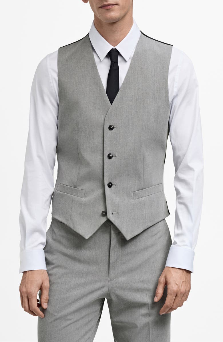 MANGO Paris Superslim Fit Suit Vest, Main, color, Grey
