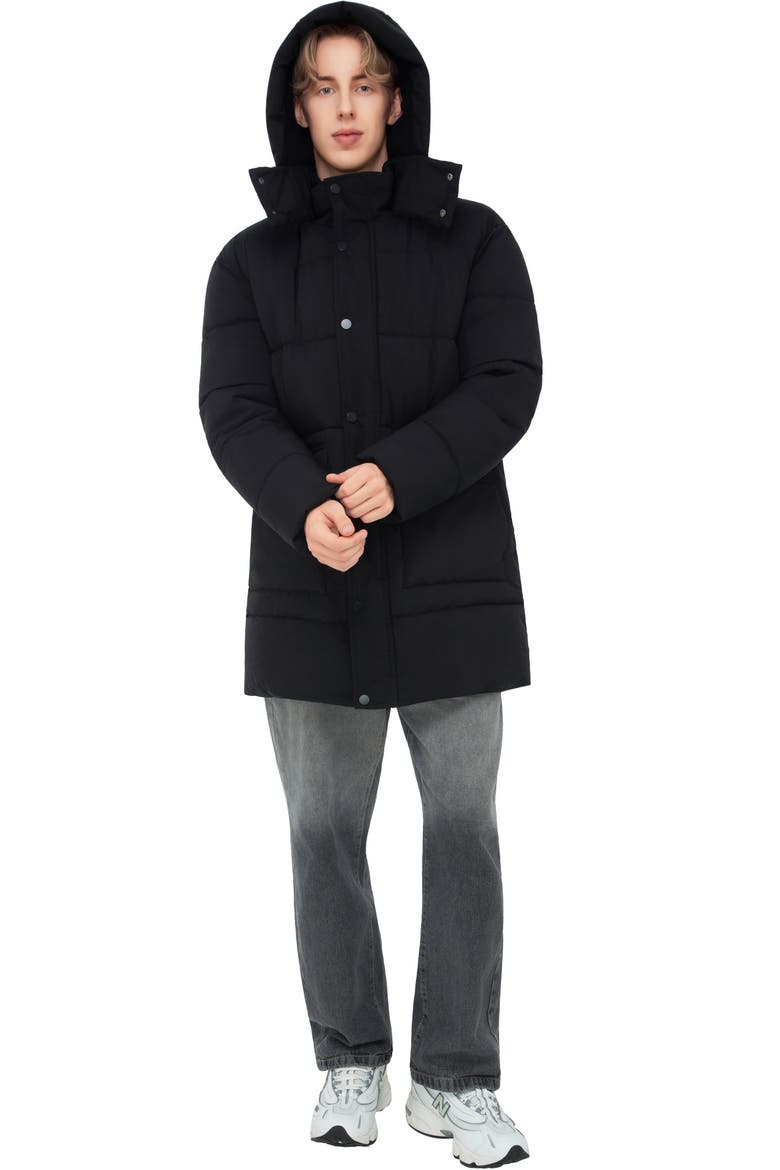 Hudson Hooded Mid-Length Puffer Jacket, Alternate, color, Black