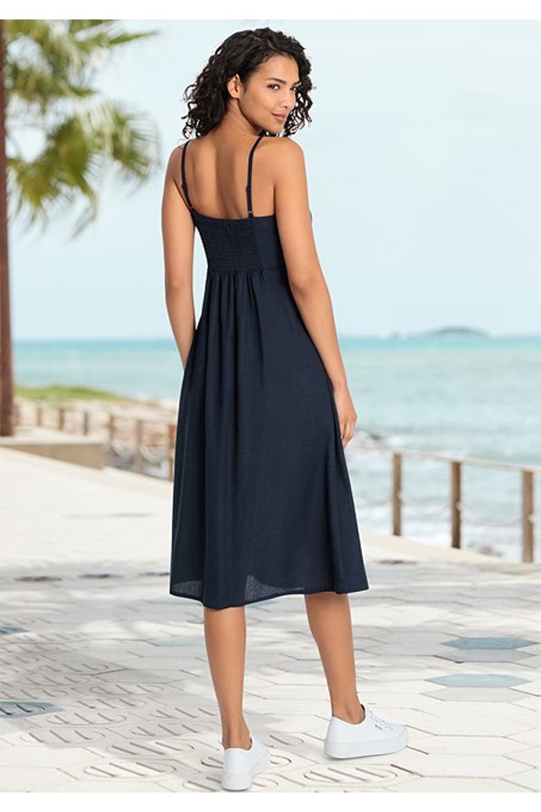 Women's Button Up Panel Dress, Alternate, color, Navy